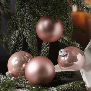Набор стеклянных шаров 8 см розовый бутон mix, 6 шт Winter Deco фото 1