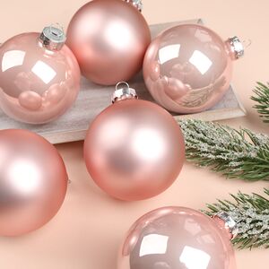 Набор стеклянных шаров 8 см розовый бутон микс, 6 шт Winter Deco фото 2