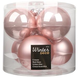 Набор стеклянных шаров 8 см розовый бутон микс, 6 шт Winter Deco фото 3
