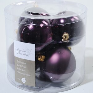 Набор стеклянных шаров 8 см темно-фиолетовый mix, 6 шт Kaemingk фото 1