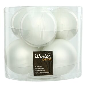 Набор стеклянных шаров 8 см белый mix, 6 шт Winter Deco фото 1