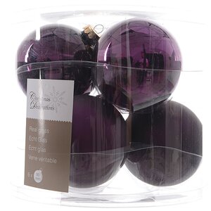 Набор стеклянных шаров 8 см фиолетовый бархат mix, 6 шт Kaemingk фото 1
