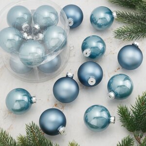 Набор стеклянных шаров 6 см голубой туман mix, 10 шт