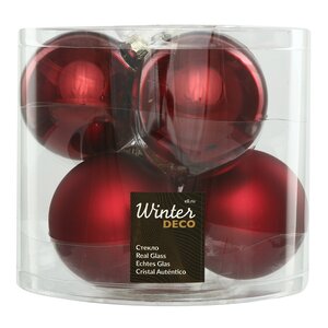 Набор стеклянных шаров 8 см бордовый mix, 6 шт Winter Deco фото 1