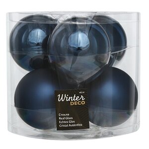 Набор стеклянных шаров 8 см синий бархат mix, 6 шт Kaemingk/Winter Deco фото 1