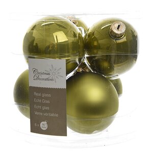 Набор стеклянных шаров 8 см оливковый mix, 6 шт Winter Deco фото 1