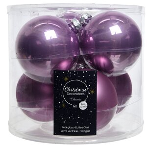 Набор стеклянных шаров 8 см светло-лиловый mix, 6 шт Winter Deco фото 1