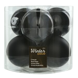 Набор стеклянных шаров 8 см черный mix, 6 шт Kaemingk/Winter Deco фото 1