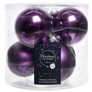 Набор стеклянных шаров 8 см пурпурный шелк mix, 6 шт Winter Deco фото 1