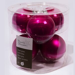 Набор стеклянных шаров 8 см, 6 шт, пурпурный mix Kaemingk фото 1