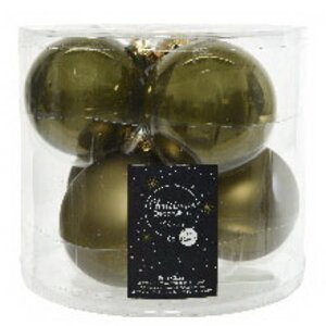 Набор стеклянных шаров 8 см оливковый бархат mix, 6 шт Kaemingk фото 1