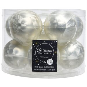 Набор стеклянных шаров 6 см морозный белый, 10 шт Winter Deco фото 1