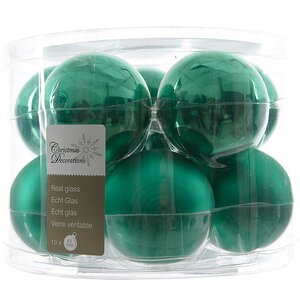 Набор стеклянных шаров 6 см изумрудно-зеленый mix, 10 шт Winter Deco фото 1