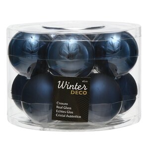 Набор стеклянных шаров 6 см синий бархат mix, 10 шт Winter Deco фото 1