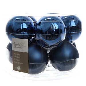 Набор стеклянных шаров 6 см синий бархат mix, 10 шт