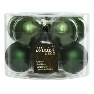 Набор стеклянных шаров 6 см зеленый бархат mix, 10 шт Winter Deco фото 1