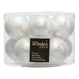 Набор стеклянных шаров 6 см белый перламутр, 10 шт Winter Deco фото 1
