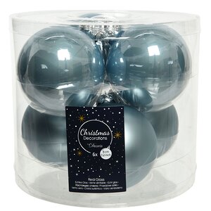 Набор стеклянных шаров 8 см misty blue mix, 6 шт Kaemingk фото 1