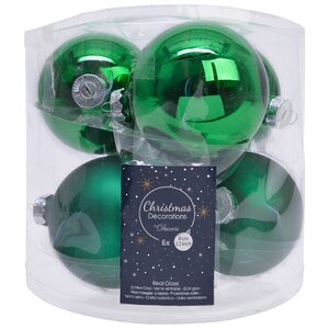 Набор стеклянных шаров 8 см рождественский зеленый mix, 6 шт Kaemingk фото 2