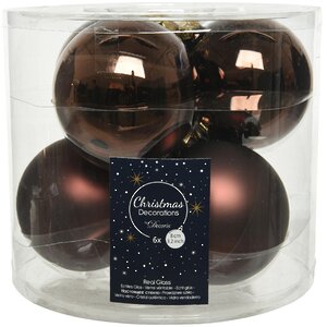 Набор стеклянных шаров 8 см темный шоколад mix, 6 шт Kaemingk фото 1