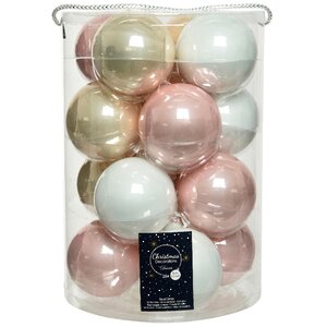 Коллекция стеклянных шаров Жемчужная Нежность 8 см, 16 шт