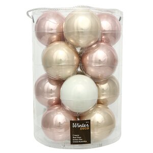 Коллекция стеклянных шаров Жемчужная Нежность 8 см, 16 шт Winter Deco фото 1