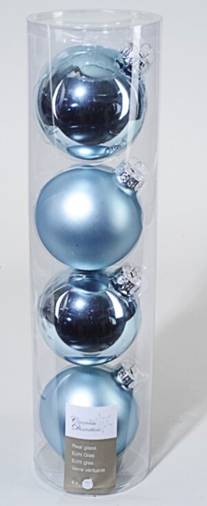Набор стеклянных шаров 10 см, 4 шт, голубой mix Kaemingk фото 1