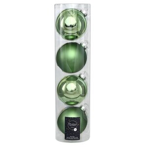 Набор стеклянных шаров 10 см луговой зеленый mix, 4 шт Kaemingk/Winter Deco фото 1