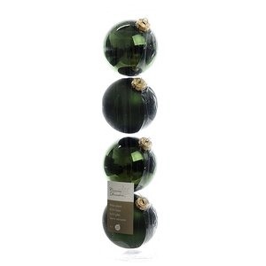 Набор стеклянных шаров 10 см зеленый бархат mix, 4 шт Winter Deco фото 1