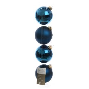 Набор стеклянных шаров 10 см лазурный синий mix, 4 шт Kaemingk фото 1