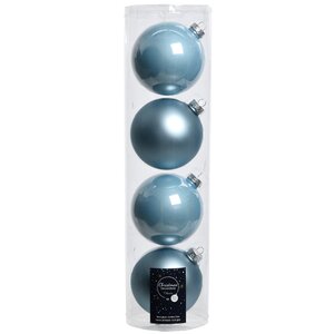 Набор стеклянных шаров 10 см небесно-голубой mix, 4 шт Winter Deco фото 1
