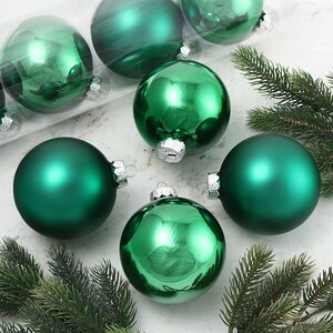Набор стеклянных шаров 10 см рождественский зеленый mix, 4 шт Winter Deco фото 1