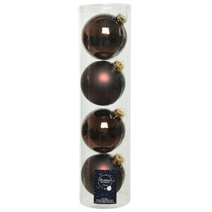 Набор стеклянных шаров 10 см темный шоколад mix, 4 шт Winter Deco фото 1