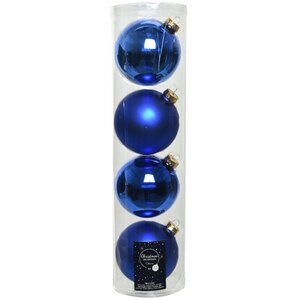 Набор стеклянных шаров 10 см синий королевский mix, 4 шт Winter Deco фото 1