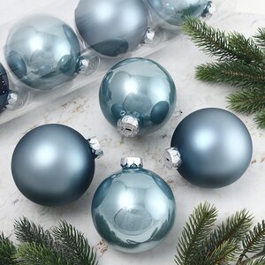 Набор стеклянных шаров 10 см голубой туман mix, 4 шт Kaemingk фото 1