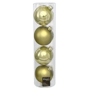 Набор стеклянных шаров 10 см нежно-оливковый mix, 4 шт Winter Deco фото 1