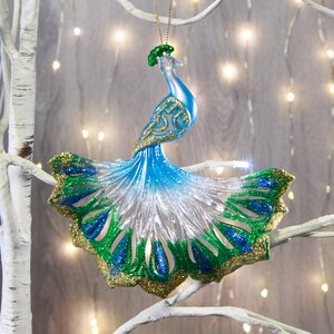 Елочная игрушка Жар-Птица Танцовщица 13 см голубая, подвеска Царь Елка фото 1