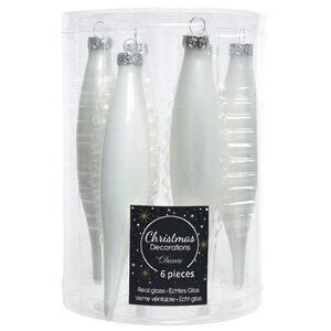 Набор елочных игрушек Сосульки 15 см белый, 6 шт, стекло Kaemingk фото 2