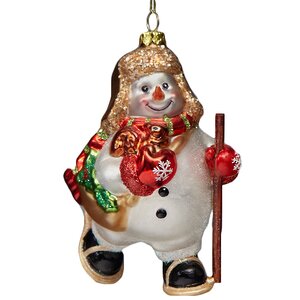 Елочная игрушка Снеговички-Спортсмены Лесные в ушанке 12 см, стекло, подвеска Holiday Classics фото 1