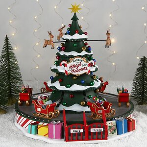 Композиция Карусель - Волшебные сани Санта-Клауса 29*27 см, музыка, движение, подсветка Lemax фото 3