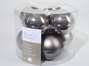 Набор стеклянных шаров 6 см черненое серебро mix, 8 шт Kaemingk фото 1