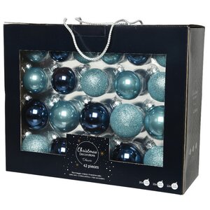 Набор стеклянных шаров Blue Lagoon mix, 5-7 см, 42 шт Kaemingk фото 1