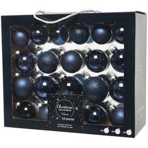 Набор стеклянных шаров Color Symphony: Синий бархат, 5-7 см, 42 шт