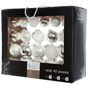 Набор стеклянных шаров Снежное Утро mix, 42 шт