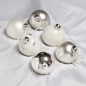 Набор стеклянных шаров Монклер: Silver Snow 8 см, 6 шт Kaemingk фото 2