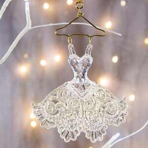 Елочная игрушка Платье Снежной Королевы 12 см серебряно-золотой, подвеска Forest Market фото 2