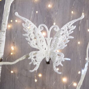Елочное украшение Махаон Ажурный 15 см белый, клипса Forest Market фото 1