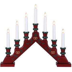 Светильник-горка Sara Tradition 38*43 см бордовая, 7 электрических свечей