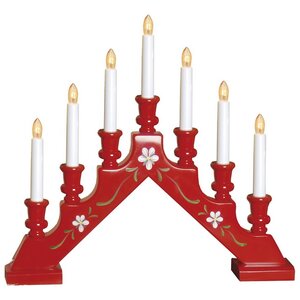 Рождественская горка Sara 43*38 см красная с орнаментом, 7 электрических свечей