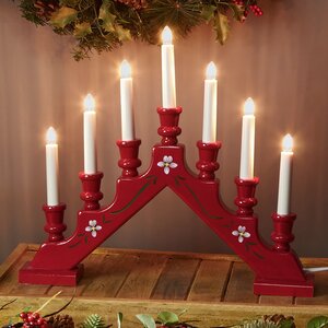 Рождественская горка Sara 43*38 см красная с орнаментом, 7 электрических свечей Star Trading фото 1